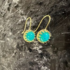 SALE! 18k dainty fire opal drop earrings